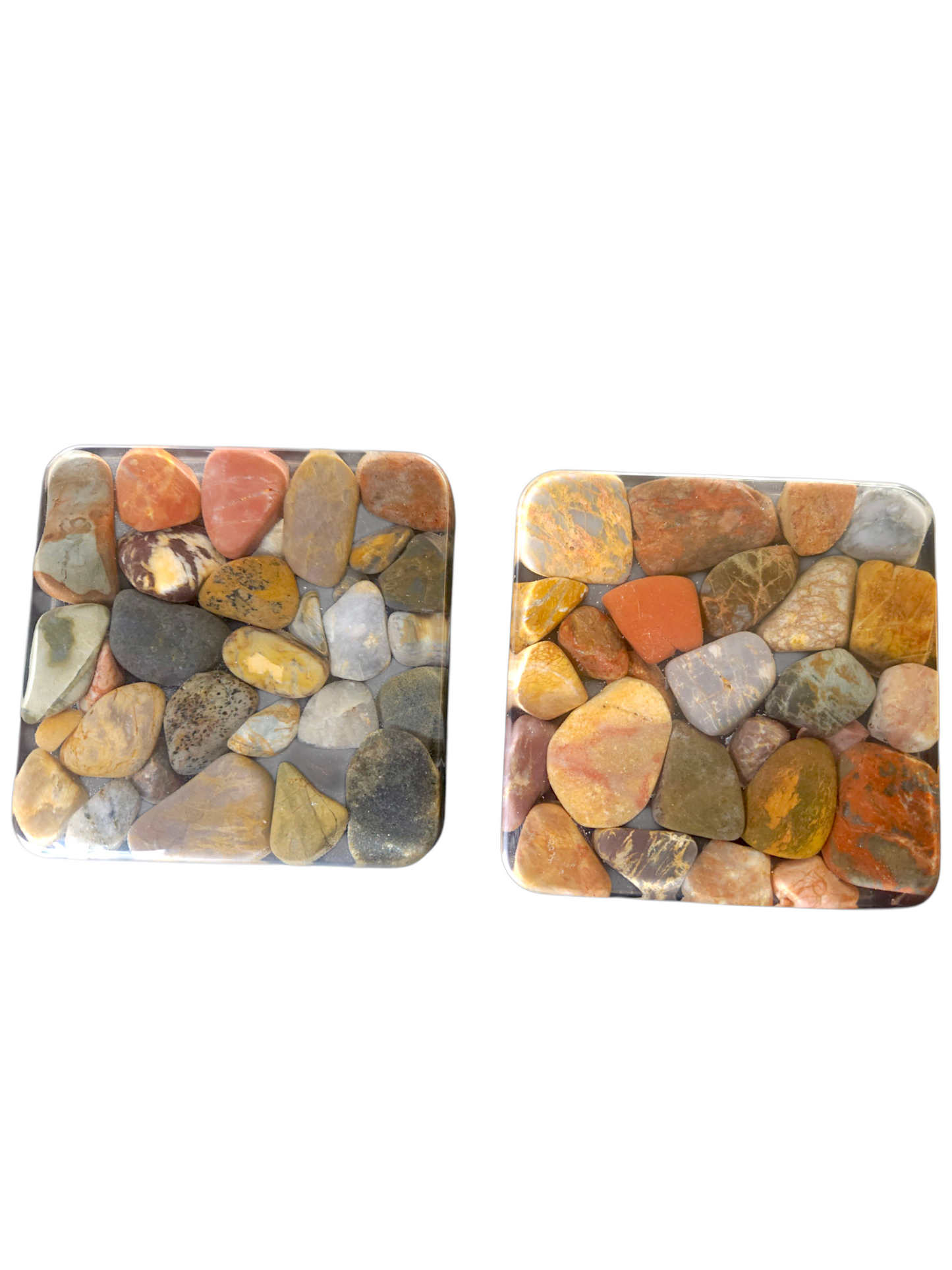 Handmade Resin Coasters with Australian Tumbled Stones — Set of 2 | 10cm