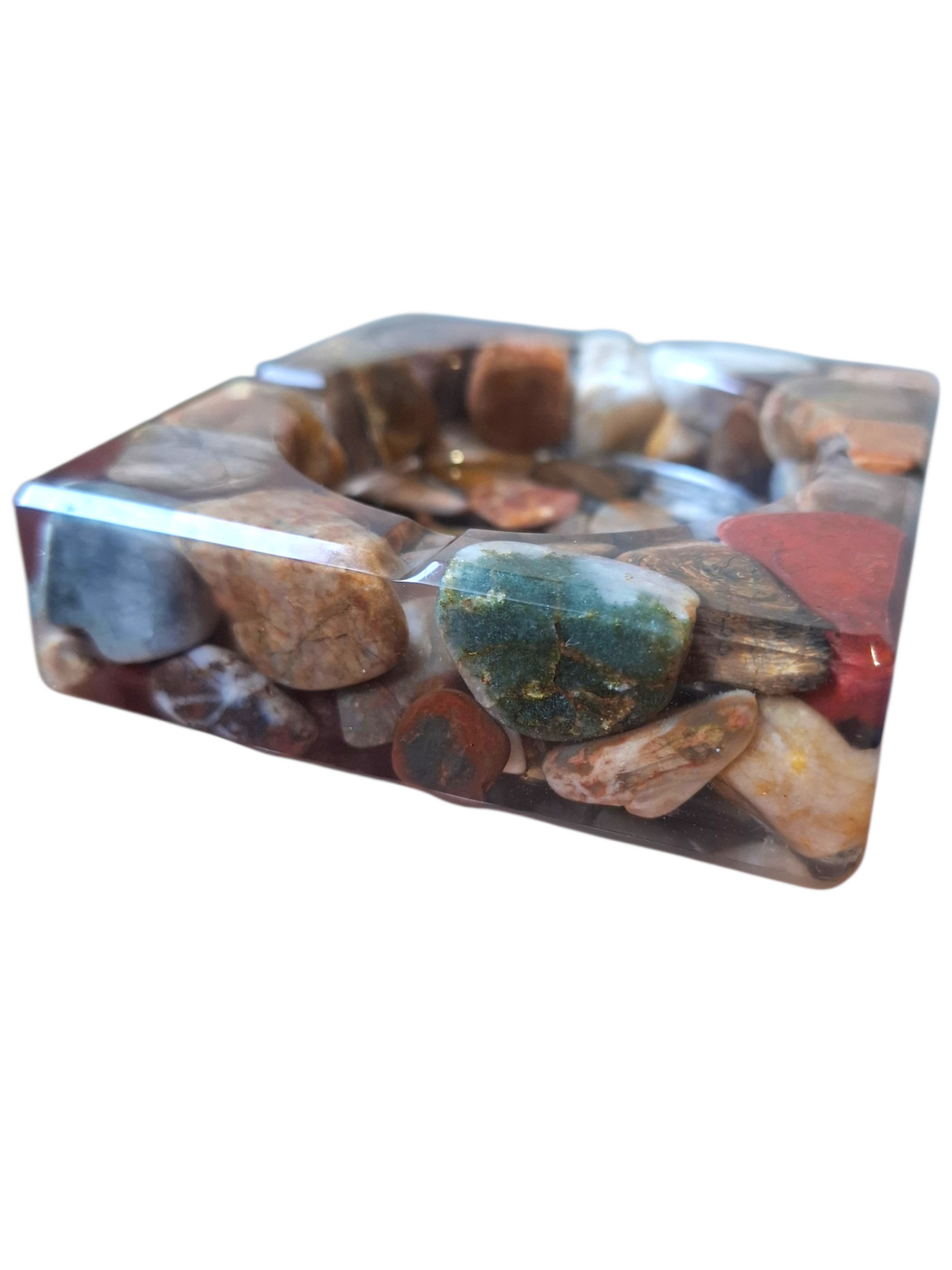 Handmade Gemstone Resin Ashtray – One-of-a-Kind