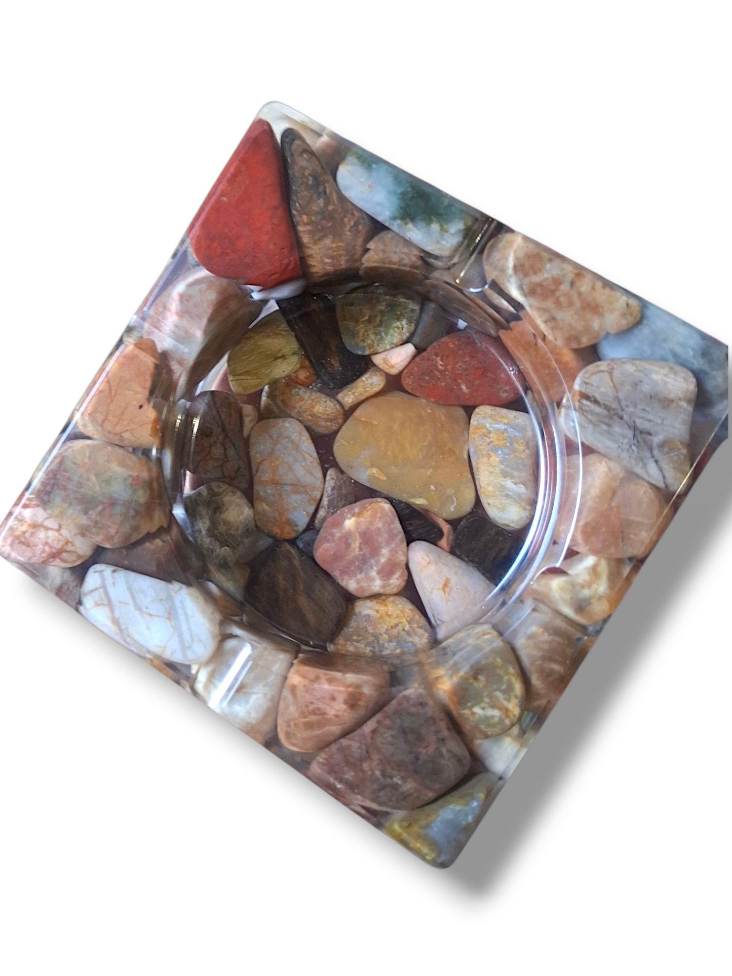 Handmade Gemstone Resin Ashtray – One-of-a-Kind
