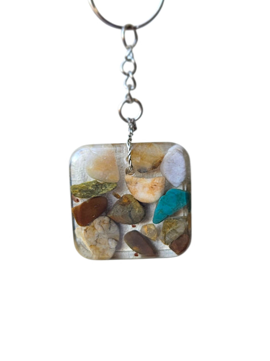 One-of-a-Kind Resin & Gemstone Keyrings