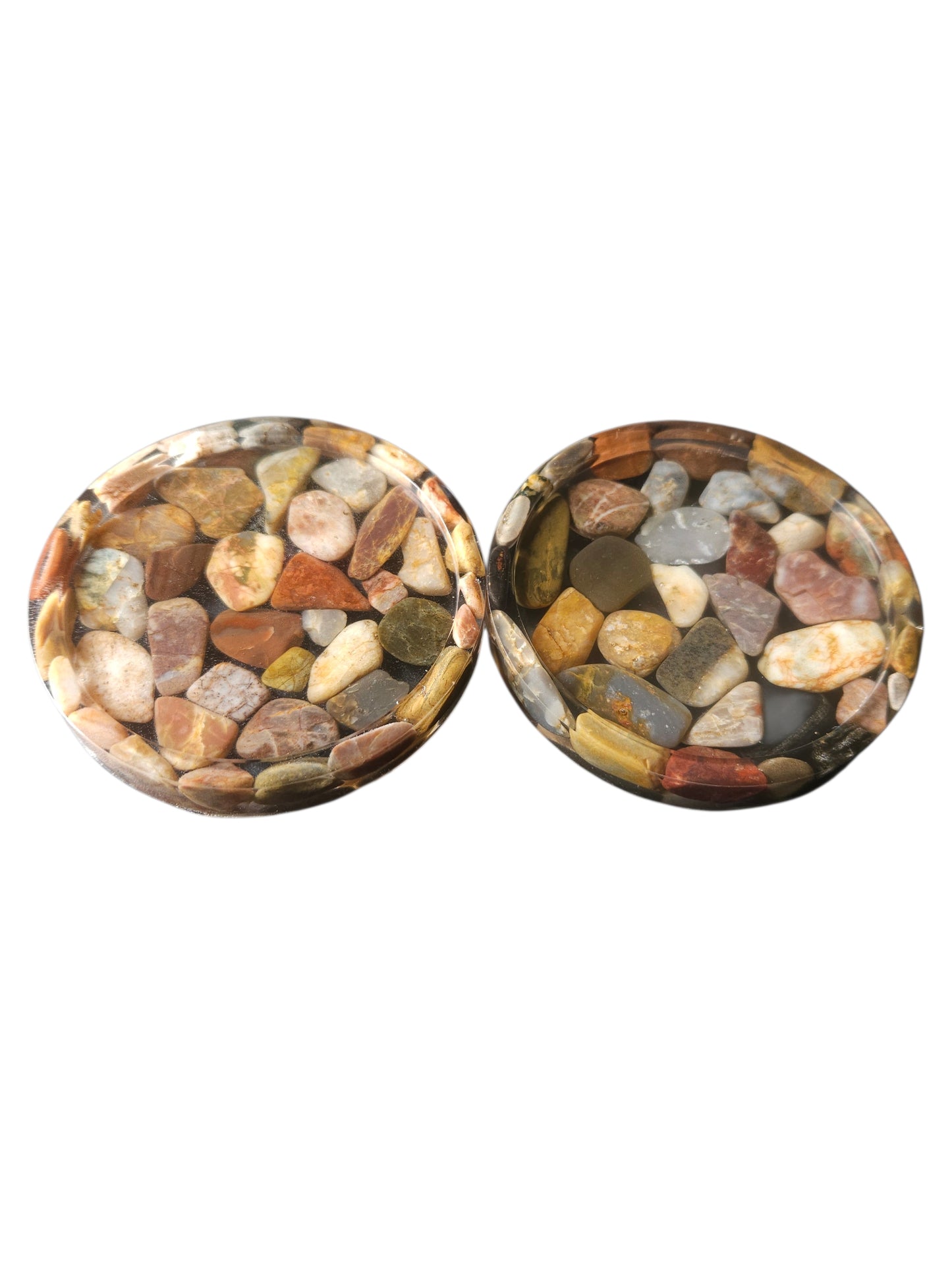 Handmade Resin Coasters with Australian Tumbled Stones — Set of 2 | 8cm