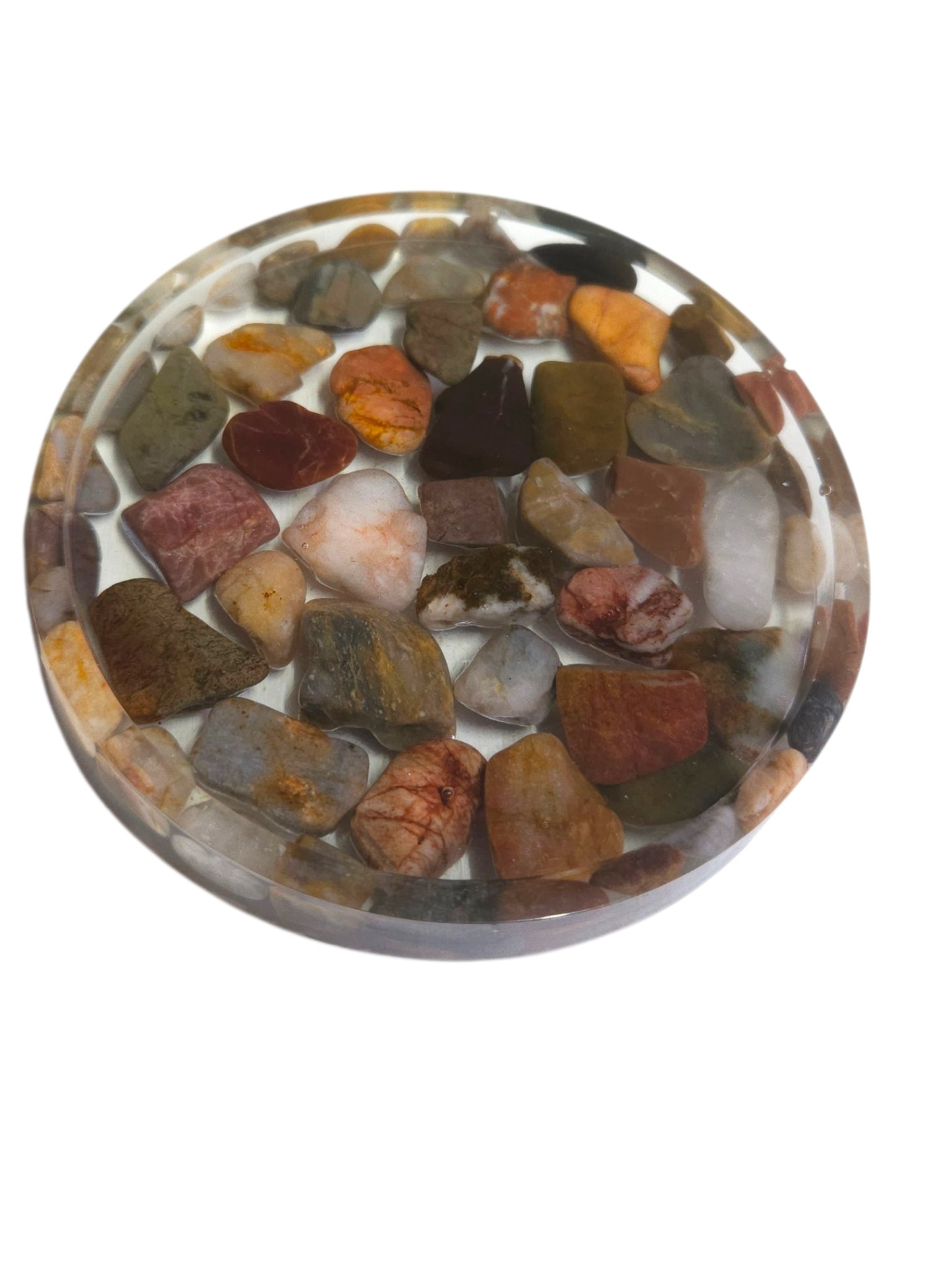 Handmade Resin Coasters with Australian Tumbled Stones — Set of 4