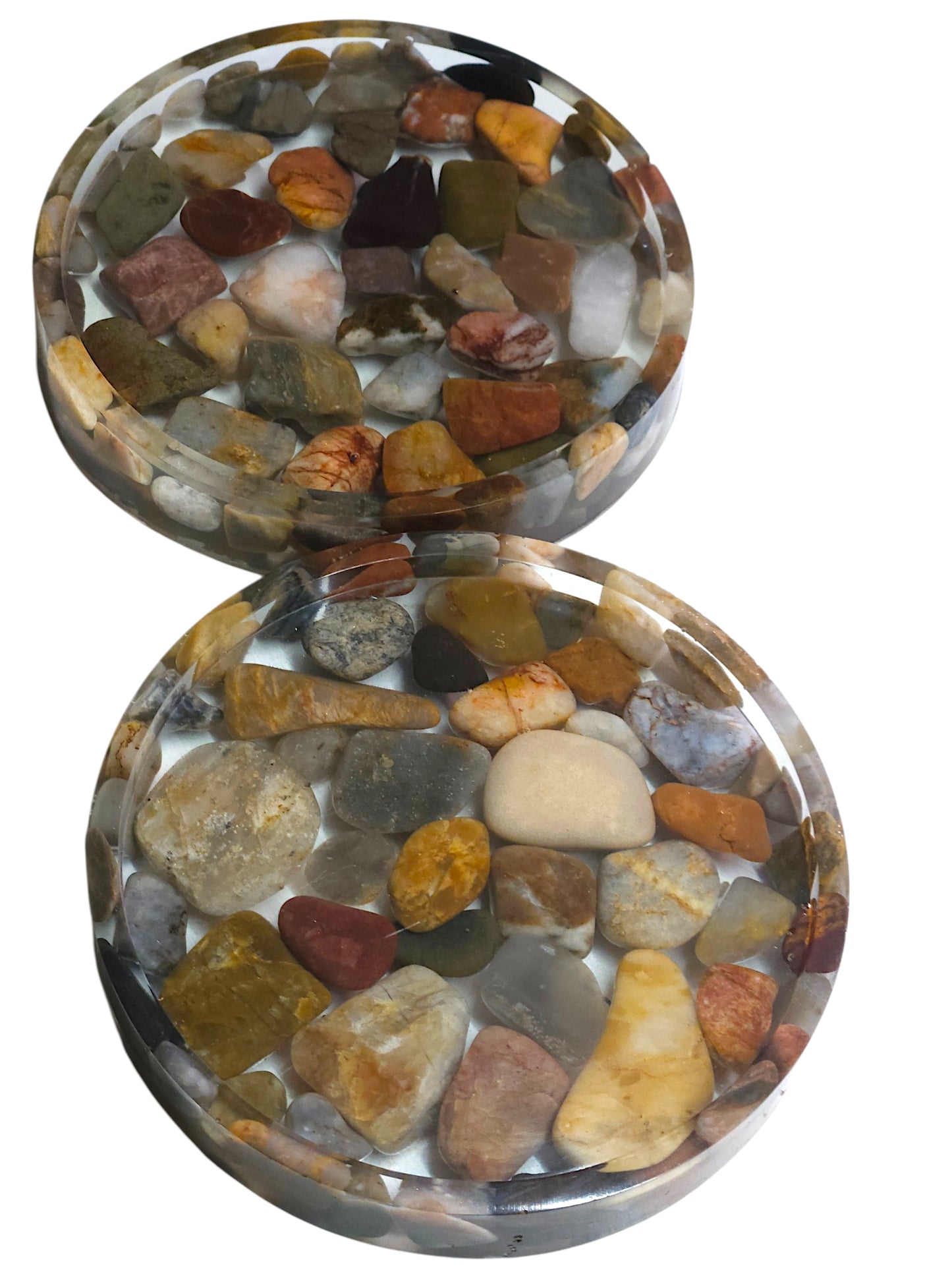 Handmade Resin Coasters with Australian Tumbled Stones — Set of 4