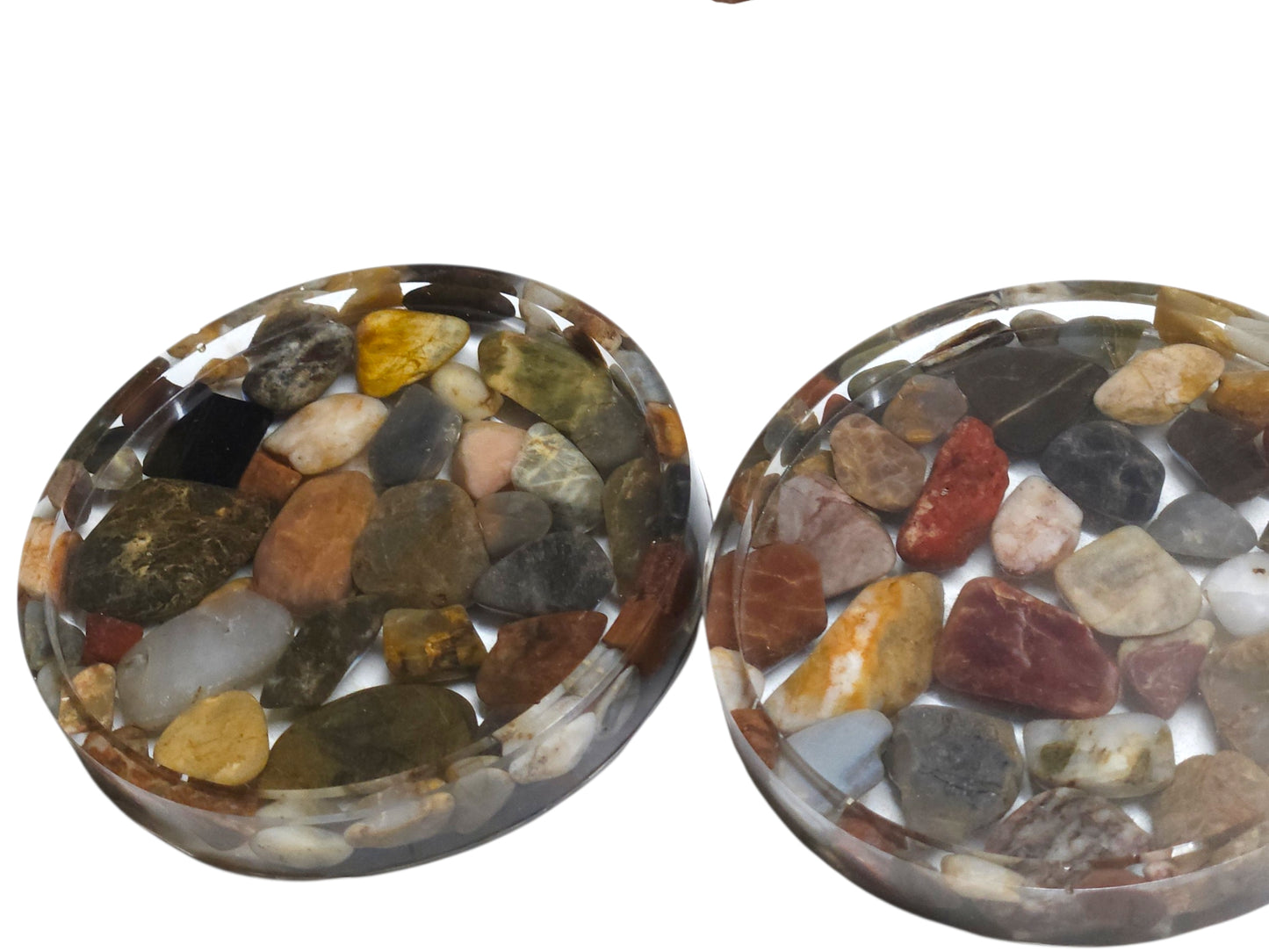 Handmade Resin Coasters with Australian Tumbled Stones — Set of 4