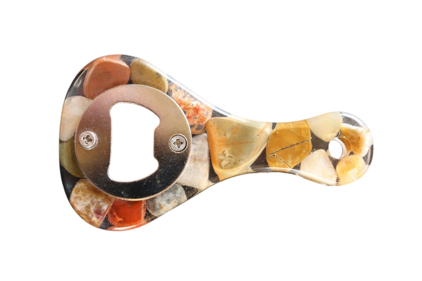 Handmade stone and resin bottle opener with hand-polished gemstone, made in NSW, Australia
