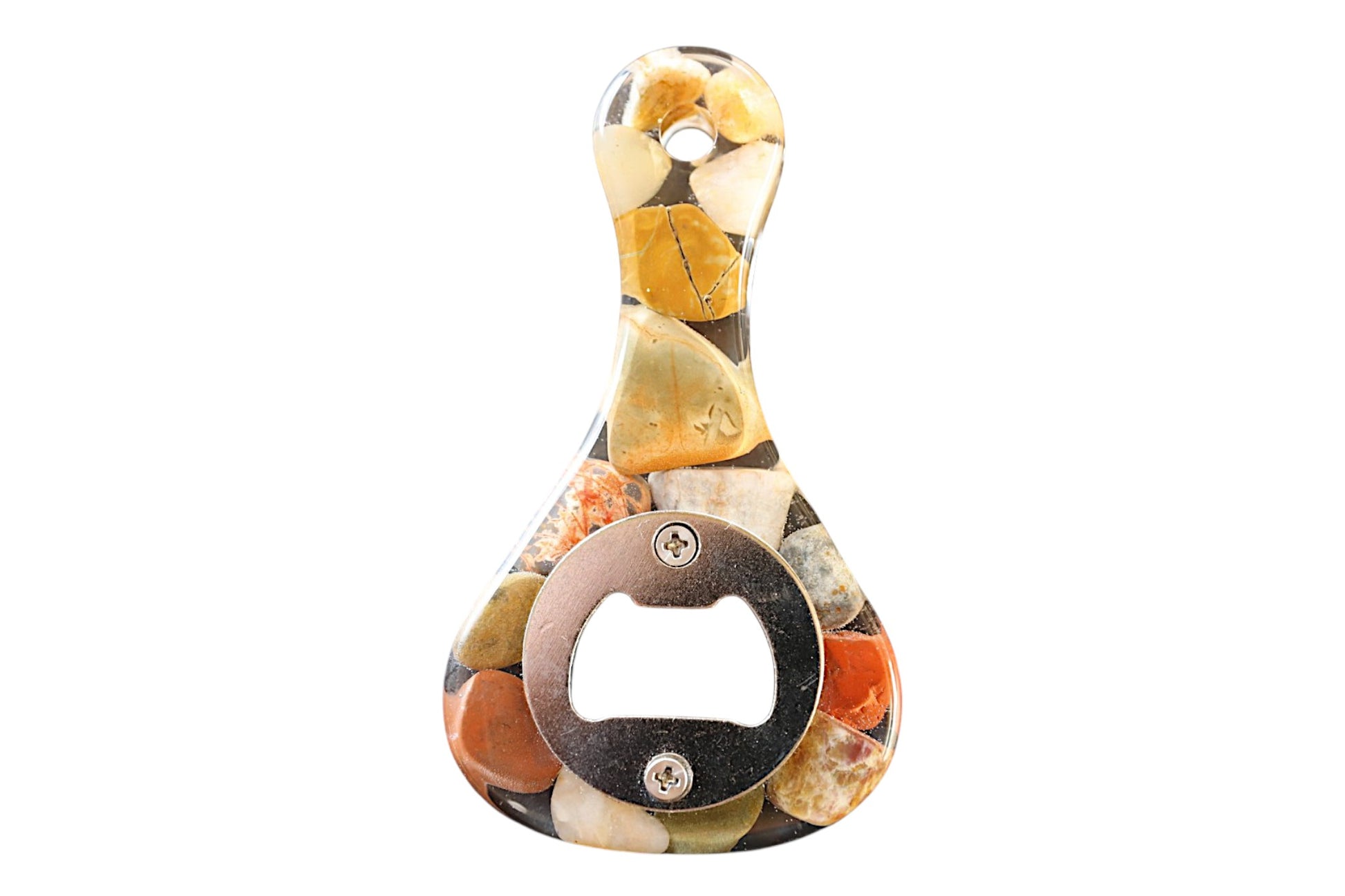 Handmade stone and resin bottle opener with hand-polished gemstone, made in NSW, Australia