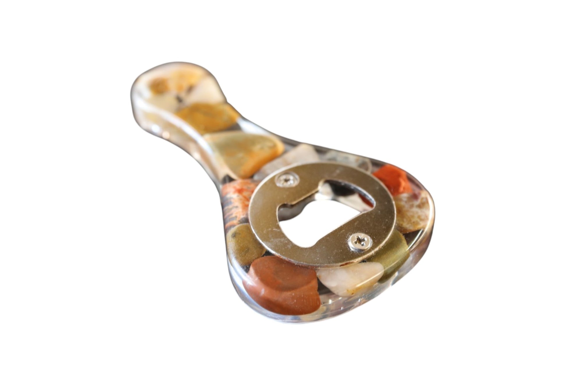 Handmade stone and resin bottle opener with hand-polished gemstone, made in NSW, Australia