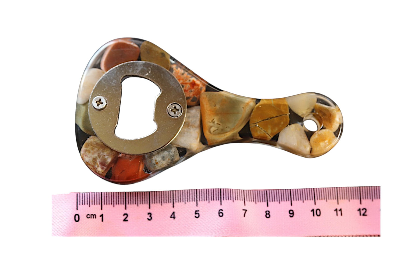 Handmade stone and resin bottle opener with hand-polished gemstone, made in NSW, Australia