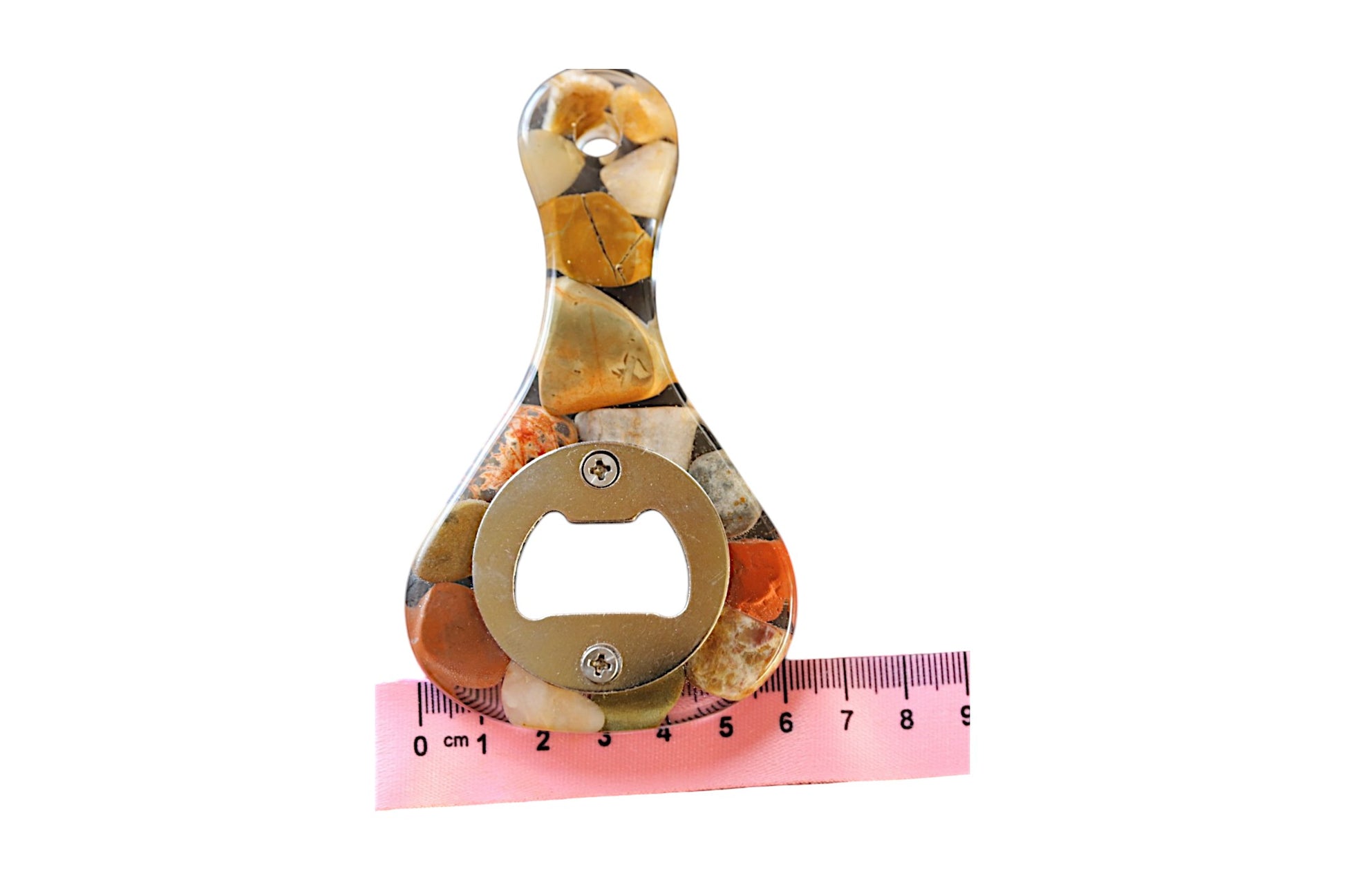 Handmade stone and resin bottle opener with hand-polished gemstone, made in NSW, Australia