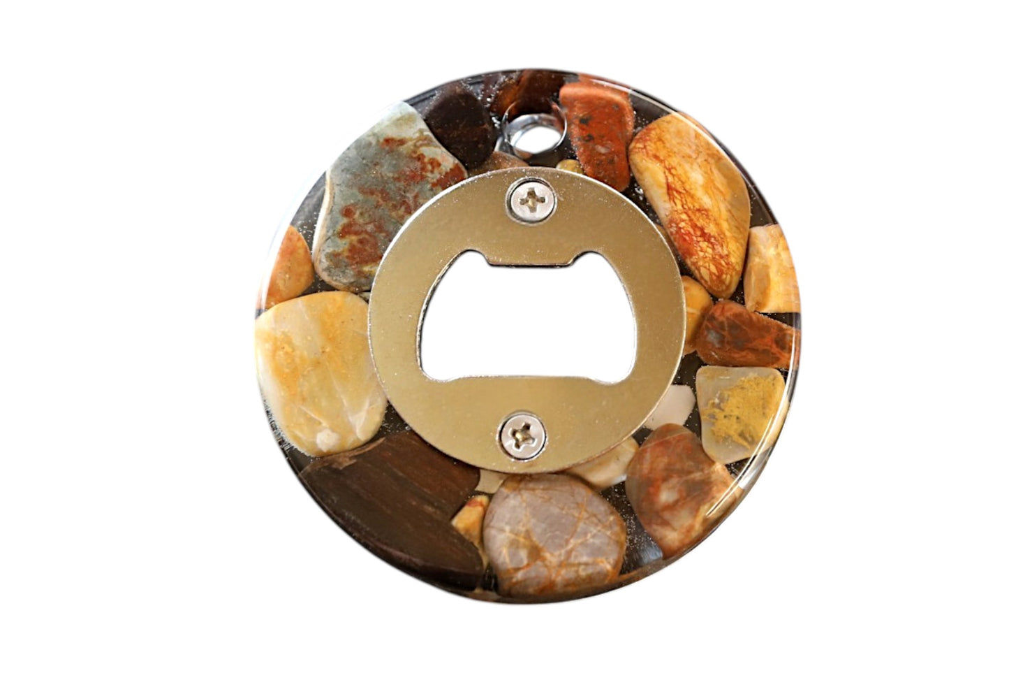 Handmade stone and resin bottle opener with hand-polished gemstone, made in NSW, Australia
