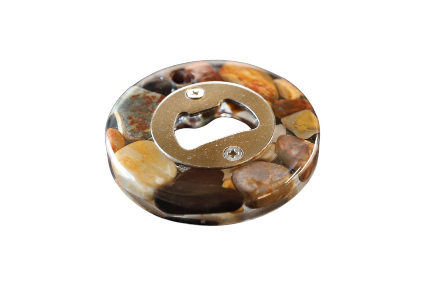 Handmade stone and resin bottle opener with hand-polished gemstone, made in NSW, Australia