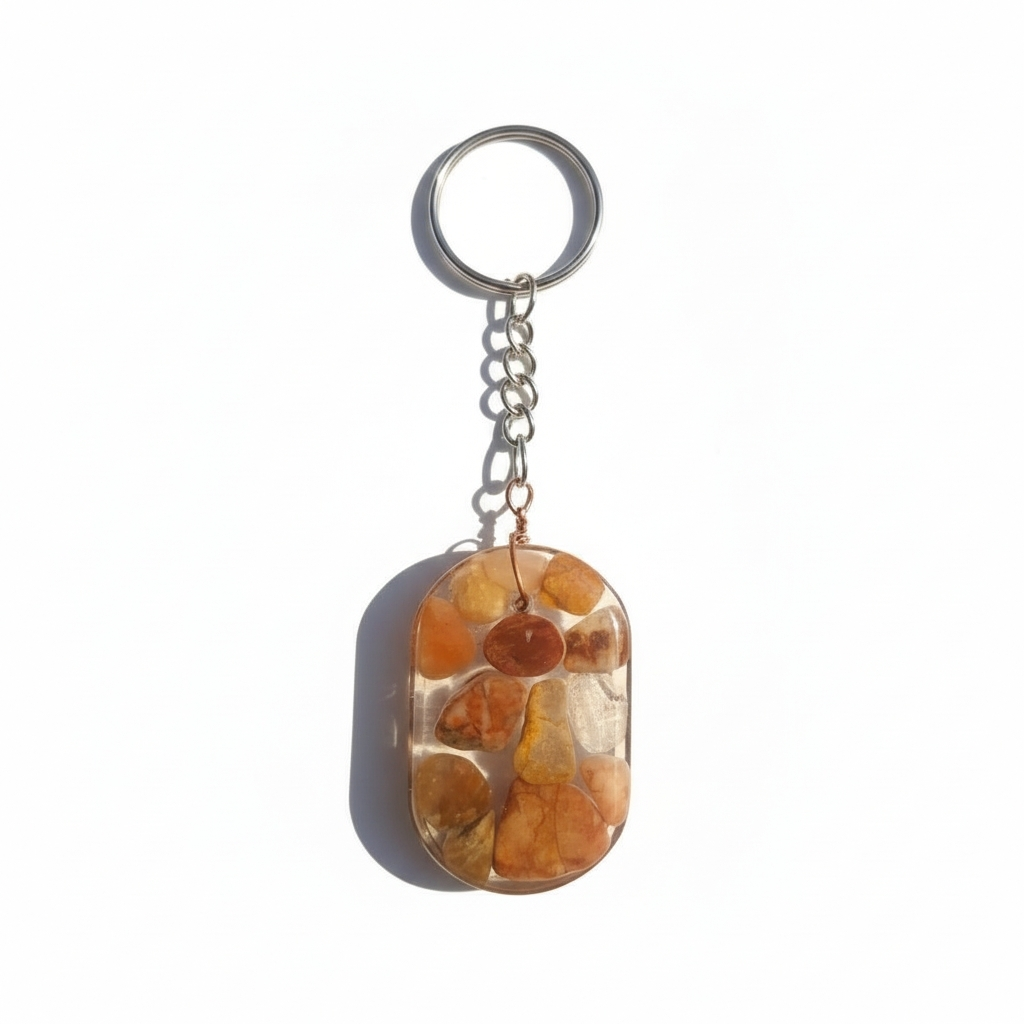 One-of-a-Kind Resin & Gemstone Keyrings