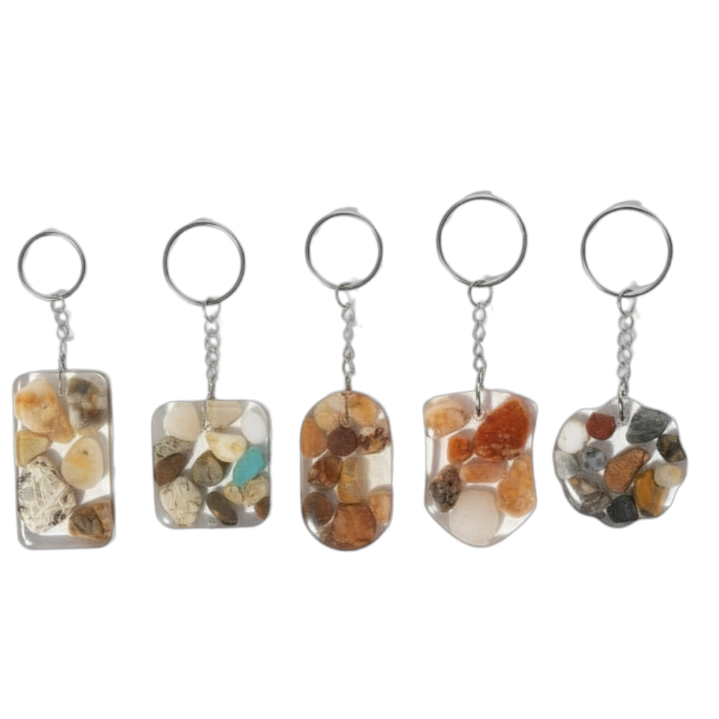 One-of-a-Kind Resin & Gemstone Keyrings
