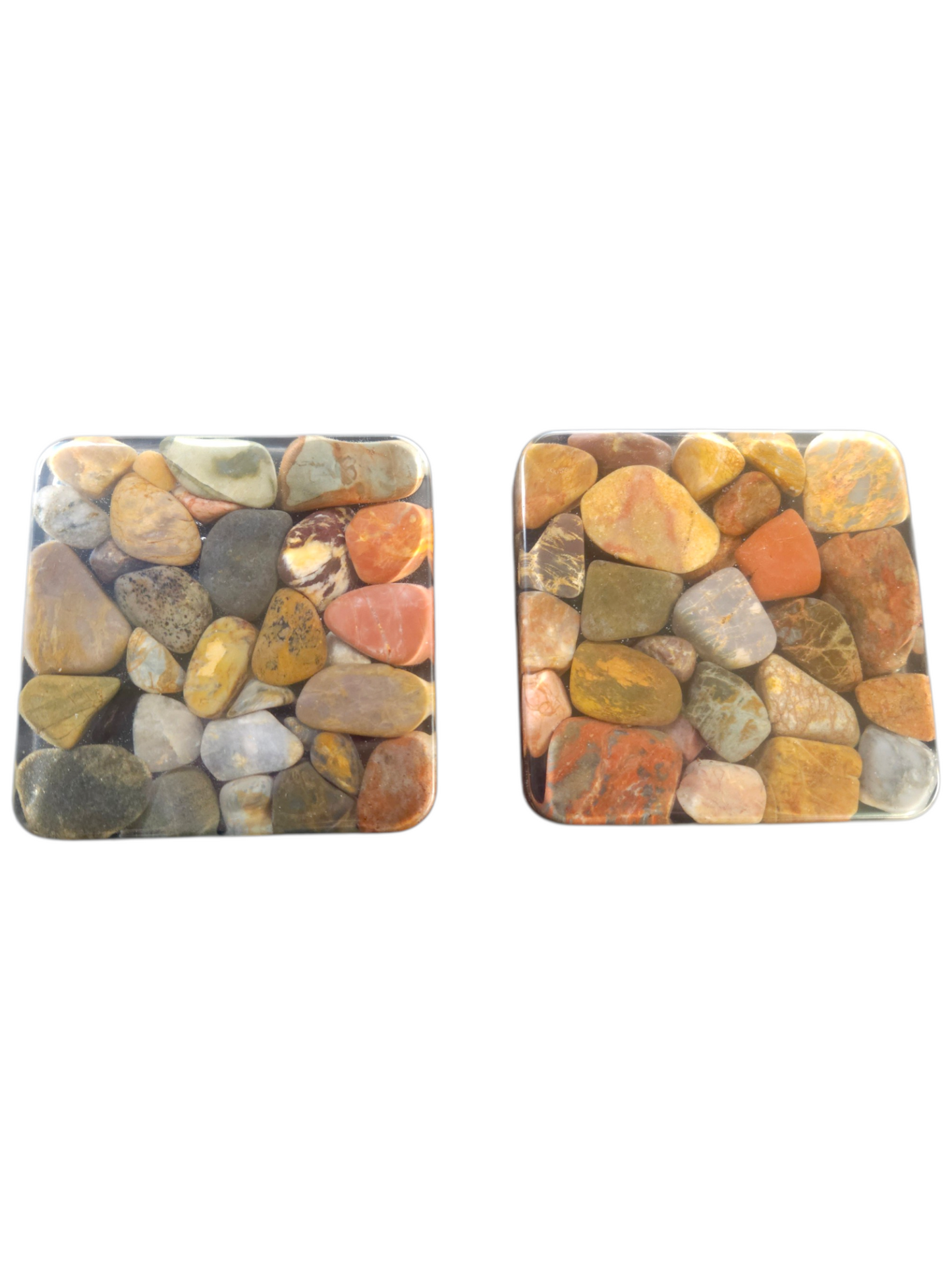 Handmade Resin Coasters with Australian Tumbled Stones — Set of 2 | 10cm