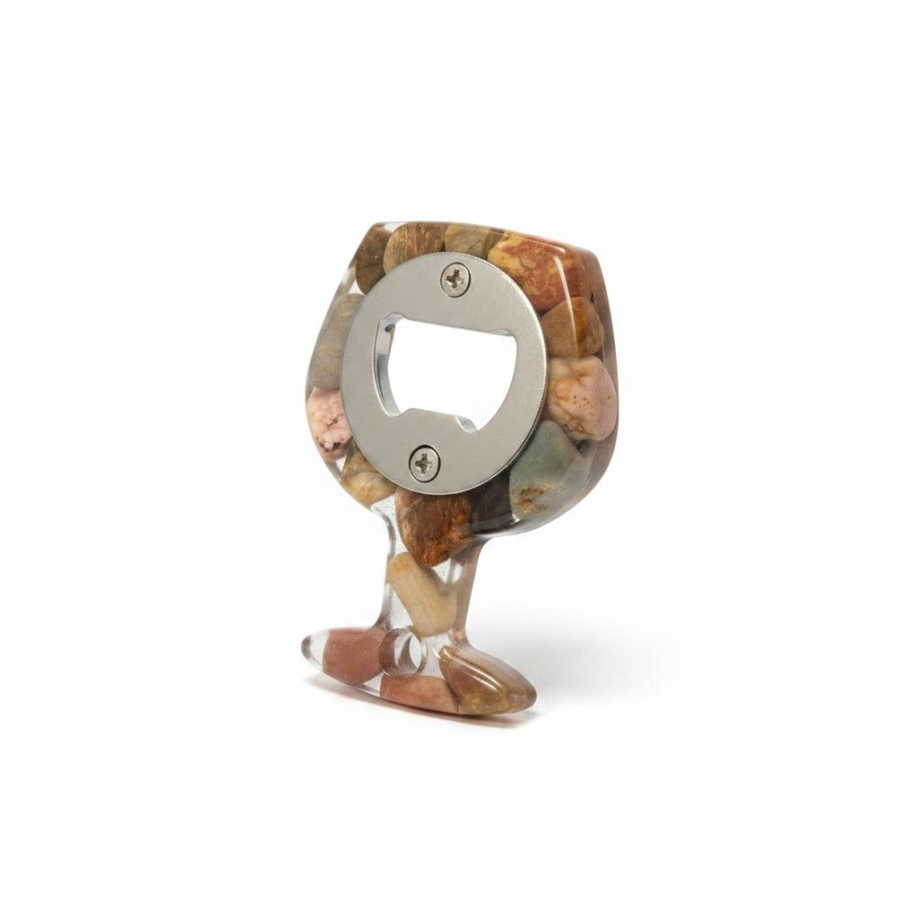 Handmade stone and resin bottle opener with hand-polished gemstone, made in NSW, Australia