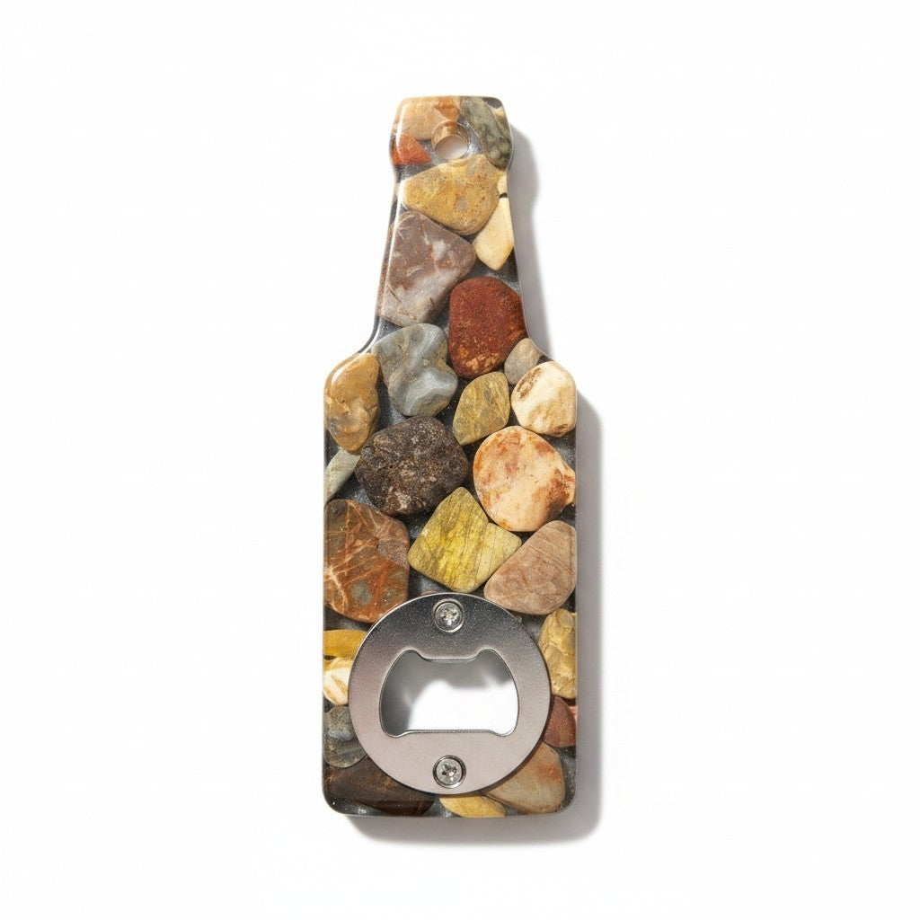 Handmade stone and resin bottle opener with hand-polished gemstone, made in NSW, Australia