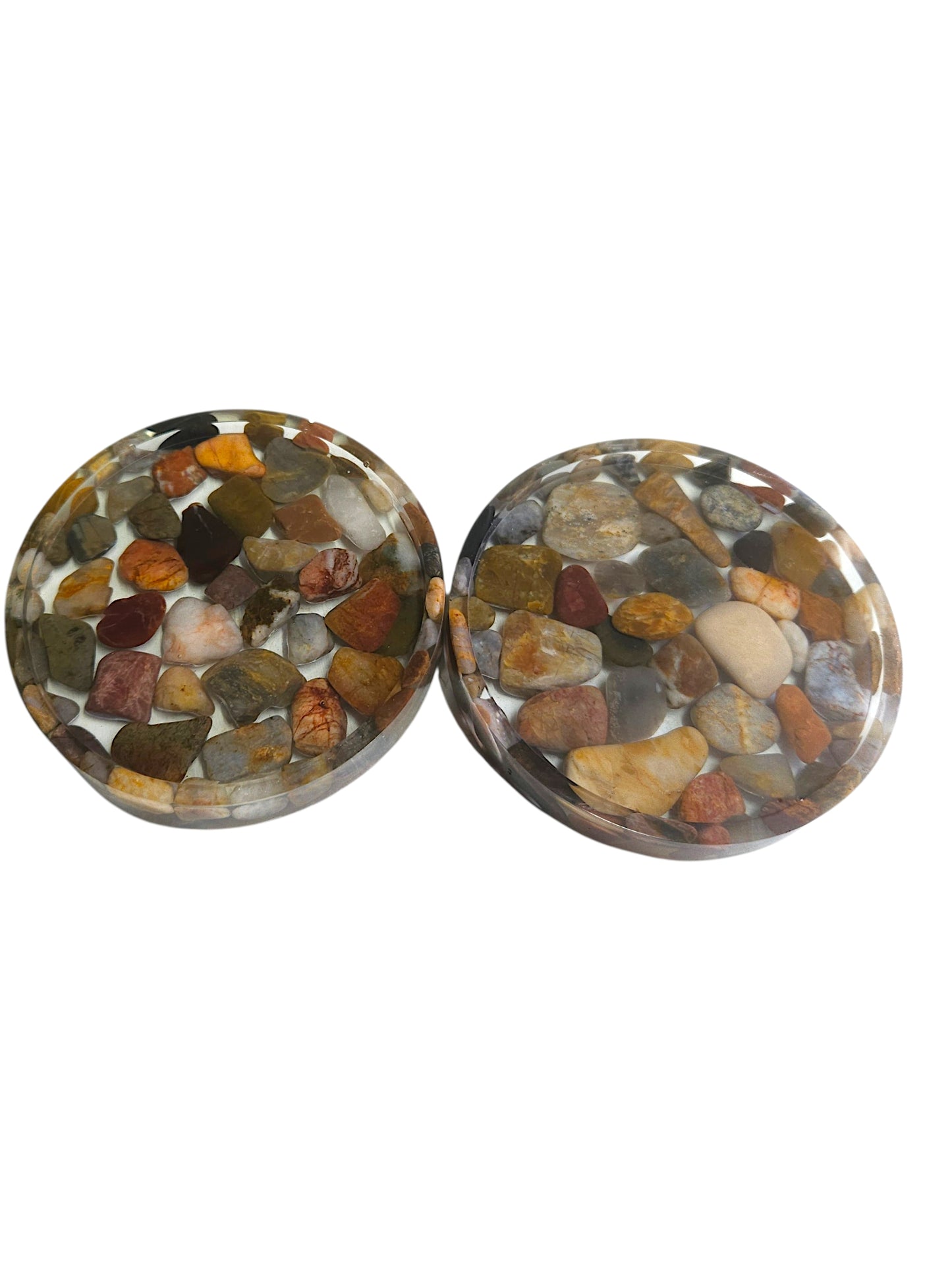 Handmade Resin Coasters with Australian Tumbled Stones — Set of 4
